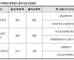 '바늘구멍 경쟁' 뚫은 지역혁신펀드 GP 6곳은?